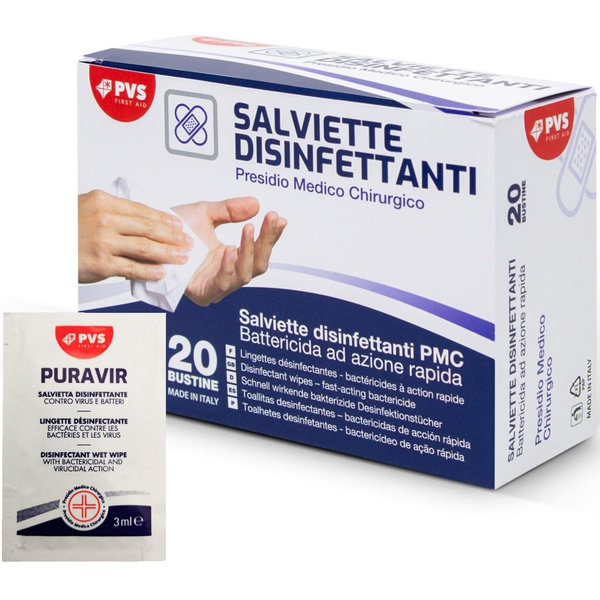 SALVIETTE DISINFETTANTI IN BUSTINA PURAVIR - conf.20pz