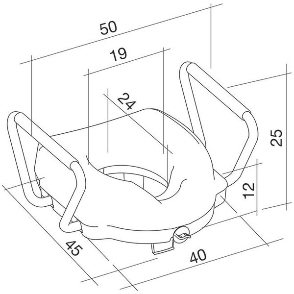 SEDILE RIALZO WATER WC - h.12,5cm - portata 130kg - con braccioli fissi  