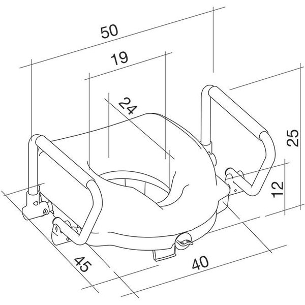 SEDILE RIALZO WATER WC - h.12,5cm - portata 130kg - con braccioli reclinabili