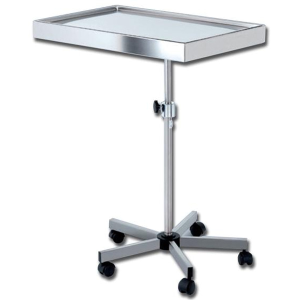 TAVOLO DI MAYO VASSOIO in acciaio inox - 70x45cm - piantana 5 ruote