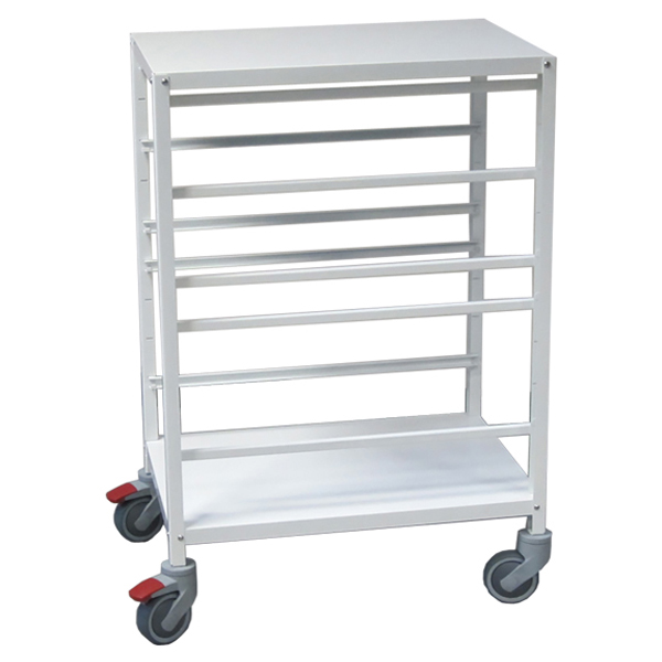 CARRELLO DI SERVIZIO ISO in acciaio - con 5 coppie di guide per cestelli - 65x47xh.100cm
