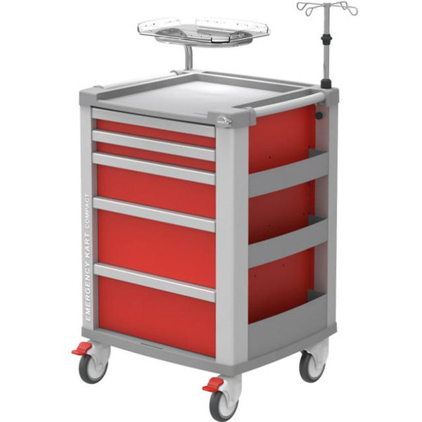 CARRELLO MULTIFUNZIONE COMPACT KART - 5 cassetti - 61x66xh.97cm - rosso
