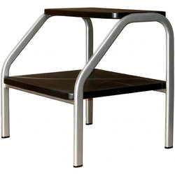 SCALETTA PREDELLINO in tubolare ovale - 2 gradini antiscivolo - 44x40xh.22/45cm