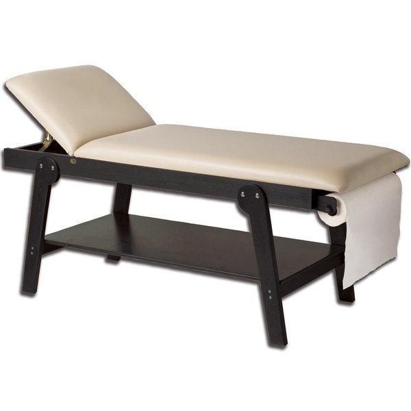 LETTINO VISITA MEDICA FIRENZE CON PORTAROTOLO in legno wenge - 50x40xh.77cm - portata 250kg - crema