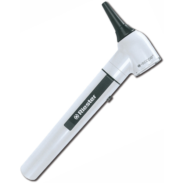 OTOSCOPIO RIESTER E-SCOPE FIBRA OTTICA - Luce LED - Lente 3X - bianco - con valigetta
