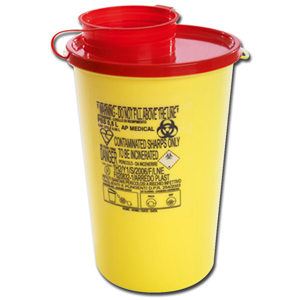 CONTENITORE RIFIUTI TAGLIENTI ED AGHI ESAUSTI LINEA PBS - 2lt - conf.75pz