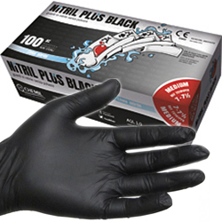 GUANTI IN NITRILE NERO - NON TALCATI - per tatuatori / parrucchieri / ristoranti - conf. 100pz - varie misure