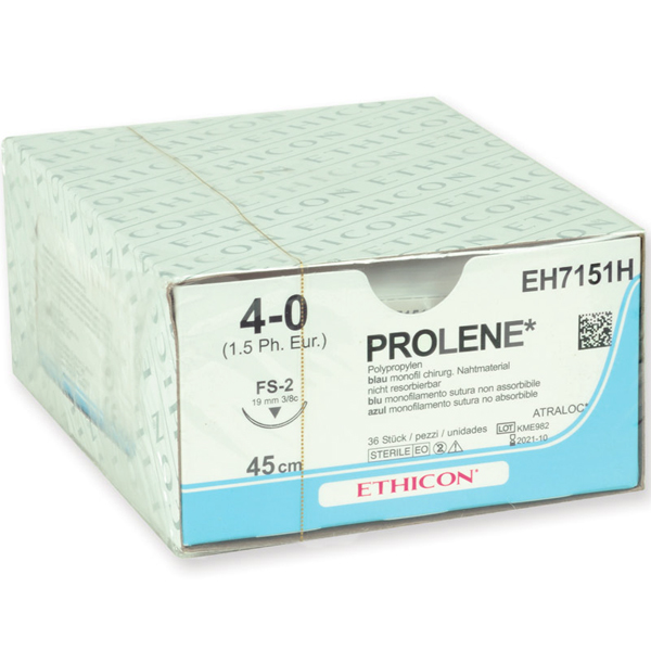 SUTURA MONOFILAMENTO ETHICON PROLENE NON ASSORBIBILE in polipropilene - 4/0 ago 19mm - 45cm - conf.36pz