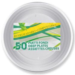 PIATTO FONDO IN PLASTICA BIO MONOUSO 22cm - conf.50pz