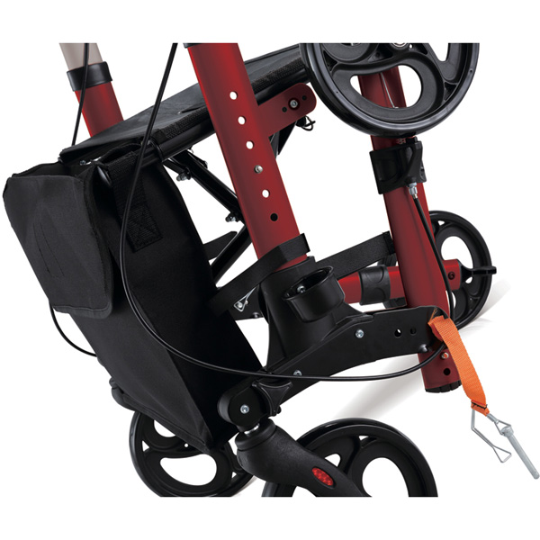 DEAMBULATORE PIEGHEVOLE DA ESTERNO / ROLLATOR COMPATTO - 4 RUOTE con freni - sedile schienale borsa - portata 136kg
