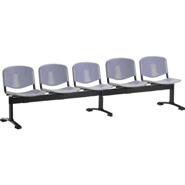 PANCA 5 POSTI PER SALA ATTESA struttura  in acciaio - sedute in polipropilene - 260x61xh.78cm