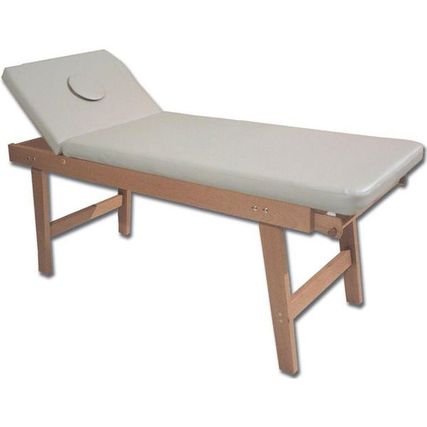 LETTINO MASSAGGIO REGOLABILE 13 POSIZIONI in legno di faggio - con foro - 190x70xh.75cm - crema