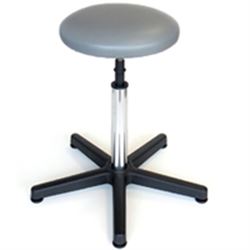 SGABELLO FISSO CON SEDILE IMBOTTITO ECOPELLE - seduta Ø31cm - h.48-67cm - grigio