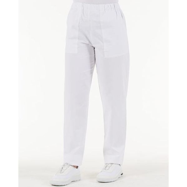 PANTALONE DOTTORE MEDICO INFERMIERE UNISEX - cotone 100% - bianco - varie misure