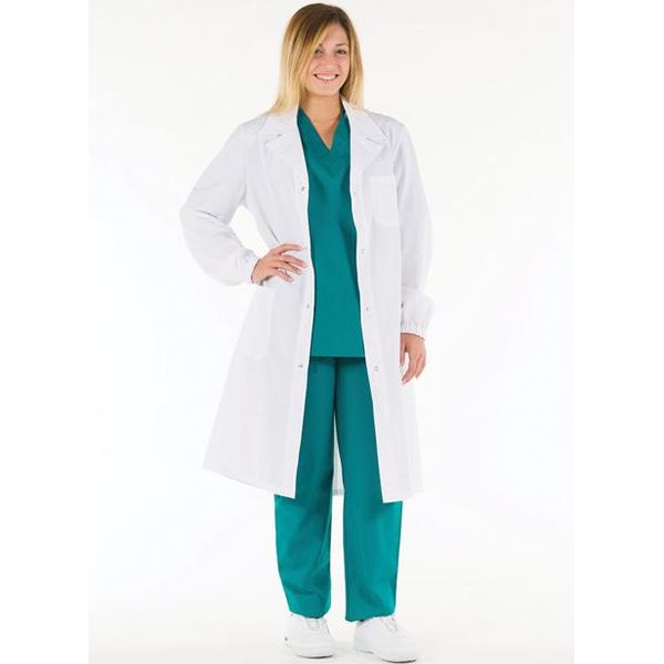 CAMICE MEDICO INFERMIERE UNISEX con bottoni automatici - cotone 100% - bianco - tg.40-58