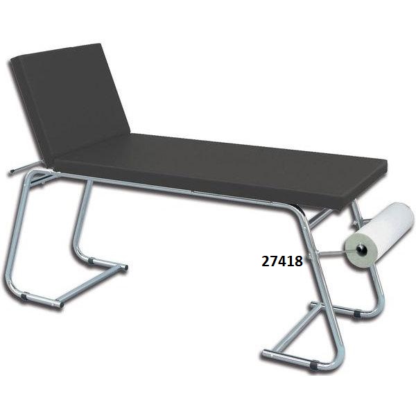 LETTINO VISITA MEDICA REGOLABILE in acciaio cromato - 180x61xh.75cm - portata 100kg - nero