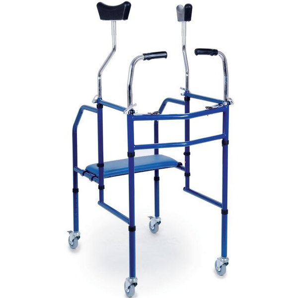 DEAMBULATORE PIEGHEVOLE ASCELLARE - 4 RUOTE con freni - altezza regolabile - portata 130kg