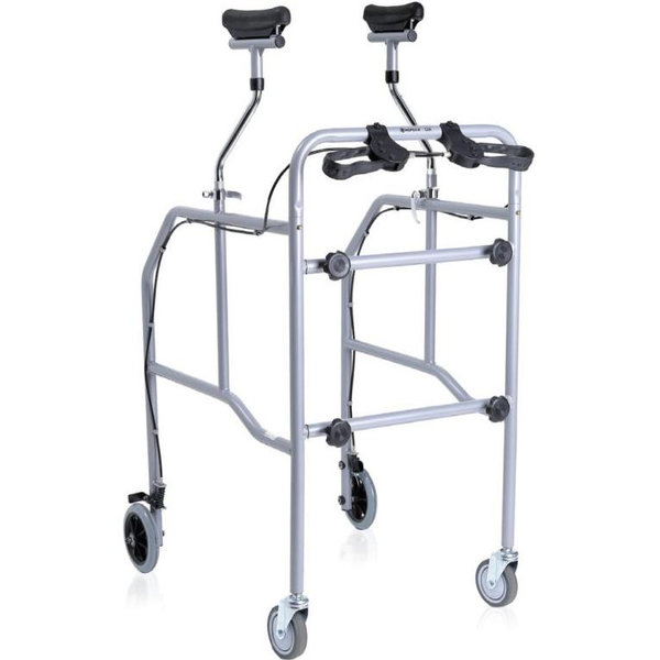 DEAMBULATORE PIEGHEVOLE ASCELLARE - 4 RUOTE con freni - altezza regolabile - portata 130kg