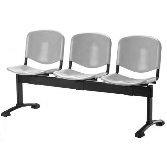PANCA 3 POSTI PER SALA ATTESA struttura smontabile in acciaio - sedute in polipropilene - 156x61xh.78cm - grigia
